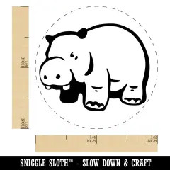 Round Standing Hippopatomus Self-Inking Rubber Stamp Ink Stamper for Stamping Crafting Planners Yellow