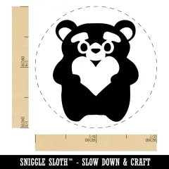 Cautious Bear with Heart in Hands Self-Inking Rubber Stamp Ink Stamper for Stamping Crafting Planners Purple