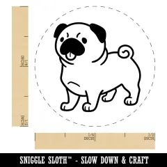 Pug Standing with Tongue Out Dog Self-Inking Rubber Stamp for Stamping Crafting Planners Green
