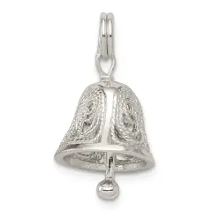 Sterling Silver Bell Charm Pendant Wedding Jewelry 17mm x 12mm