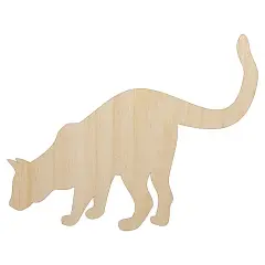 Curious Cat Solid Unfinished Wood Shape Piece Cutout for DIY Craft Projects