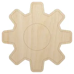 Gear Outline Unfinished Wood Shape Piece Cutout for DIY Craft Projects