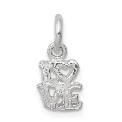 Sterling Silver Love Charm Pendant Heart Jewelry 15mm x 7mm