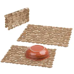 mDesign Plastic Kitchen Sink Protector Set, Bubble Design, Set of 3