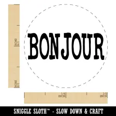 Bonjour Hello Fun Text Self-Inking Rubber Stamp for Stamping Crafting Planners Green