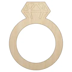 Diamond Ring Wedding Engagement Unfinished Wood Shape Piece Cutout for DIY Craft Projects