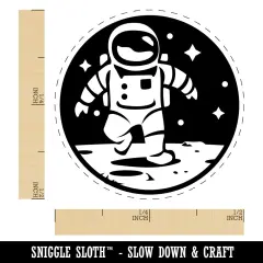 Astronaut In Space on the Moon Self-Inking Rubber Stamp for Stamping Crafting Planners Orange