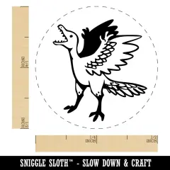 Archaeopteryx Winged Feathered Bird Like Dinosaur Self-Inking Rubber Stamp for Stamping Crafting Planners Brown