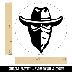 Masked Cowboy Bandit Highwayman with Hat and Bandana Self-Inking Rubber Stamp for Stamping Crafting Planners Purple