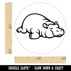 Lazy Hippo Hippopotamus Cute Self-Inking Rubber Stamp for Stamping Crafting Planners Purple