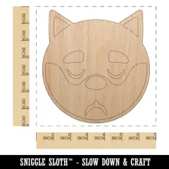 Husky Dog Face Sleepy Tired Unfinished Wood Shape Piece Cutout for DIY Craft Projects