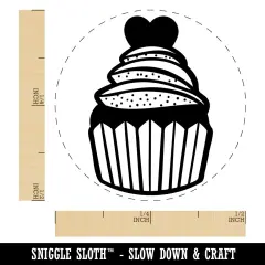 Deliciously Sweet Chocolate Cupcake with Heart Self-Inking Rubber Stamp for Stamping Crafting Planners Brown