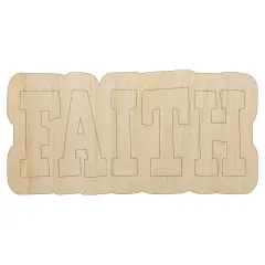 Faith Fun Text Unfinished Wood Shape Piece Cutout for DIY Craft Projects