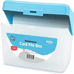 Enday Multi-Purpose 3" X 5" Card File Box Blue