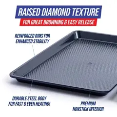Bakeware Diamond Infused Ceramic Nonstick, 18" x 13" Half Cookie Sheet Baking Pan, Dishwasher and Freezer Safe, PFAS-Free, Blue