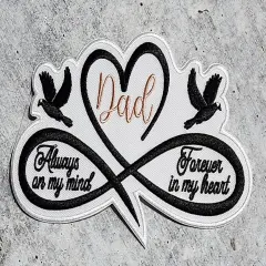 Memorial Infinity Collection: Patch Party Club, "DAD" Eternal Remembrance 1-pc, Iron-On Embroidered Patch, Sz 6", Tribute Honoring Loved One