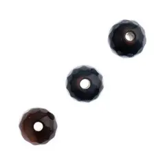 Earth's Jewel Semi-Precious 16" Tibetan Dzi Agate Black & White Facetted Striped Banded Pattern