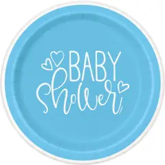 Blue Hearts Baby Shower Dinner Plates 8ct