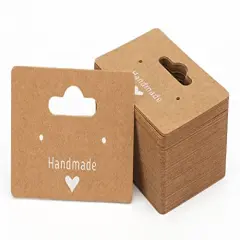 100 PCS Earring Cards - Kraft Earring Display Holder Cards, 2"x1.3" Blank Paper Cards with 2 Holes, Jewelry Display Cards for Selling, Hanging Earring, Jewelry,DIY Crafts, Retail