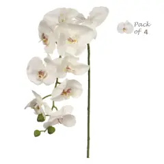 4-Pack: Real Touch White Phalaenopsis Orchid Stem, Floral Home by Artificial Flowers