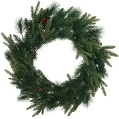 24" Angel Pine Wreath - 6 Realistic Pine Cones, Lush Greenery, Perfect for Front Doors, Walls, Mantels - Ideal for Holiday & Year-Round Decor - 2024 Christmas Collection, Floral Home by Artificial Flowers