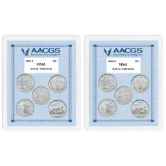2000P & 2000D Statehood Quarters Graded MS63 Brilliant Uncirculated 