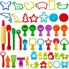 45 Pieces Dough Tools Set for Kids, Various Plastic Molds, Assorted Colors