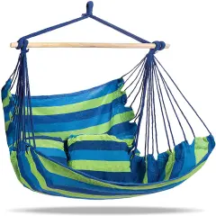 Sorbus Hanging Rope Hammock Chair Swing Seat Blue