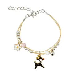 Wrapables Friendship Beaded Enamel Charm Bracelet, Deer