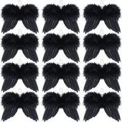 Kitcheniva Angel Wings Christmas Tree Feather Hanging Decor 10 Pcs Black