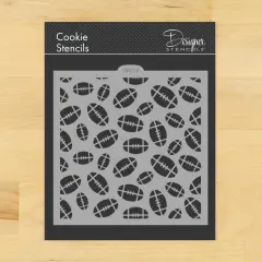 Football Allover Cookie and Craft Stencil | CM204 by Designer Stencils | Cookie Stencils for Royal Icing, Airbrush, Dusting Powder |