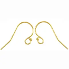 JewelrySupply Gold Filled Fish Hook Earring Wires with Loop and 2mm Bead (1 Pair of Gold Filled Earrings)