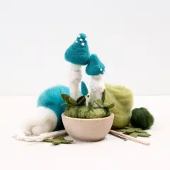 Mushroom Needle Felting Kit, Blue Roundhead