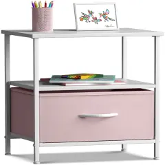 Sorbus Nightstand 1-Drawer Shelf Storage Pink
