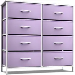 Sorbus Extra Wide Dresser Organizer With 8 Drawers - Large Storage Furniture for Bedroom, Hallway, Living Room, Nursery & Closet Purple