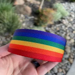 Rainbow Stripe 1.5&rdquo; Seatbelt Webbing (by the yard)