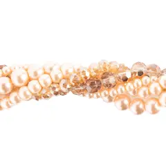 Crystal Lane DIY Garden Rose Twisted Glass & Pearls Beads, 5 Strands