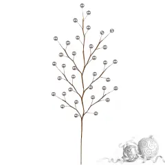 17" Silver Artificial Berry Sprays - Set of 24, Lifelike Stems - Perfect for Wreaths, Garlands, Trees - Festive Christmas Decor - 2024 Christmas Collection, Floral Home by Artificial Flowers