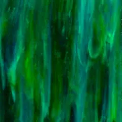 Wissmach Stained Glass Sheet and Mosaic Glass : Medium Green w/Streaks of Dark Blue & White Opal