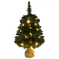 2ft Green Artificial Christmas Tree with Stand and LEDs