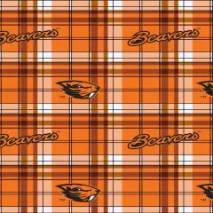 Sykel Enterprises-Oregon State University Fleece Fabric-Oregon State Beavers Plaid Fleece Blanket Fabric-Sold by the yard