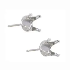 JewelrySupply Sterling Silver 8mm Snap & Set Earrings 4 Prong (1 Pair of Sterling Silver Earrings)