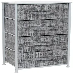 Sorbus Dresser with 4 Drawers - Bedside Furniture & Night Stand End Table Dresser with Steel Frame, Wood Top, Easy Pull Fabric Bins for Home, Bedroom Accessories, Office & Dorm Gray/White