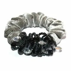 Kitcheniva Fashion Scrunchies Elastic Hair Bands With Beads Grey