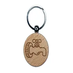 Water Faucet Engraved Wood Round Keychain Tag Charm