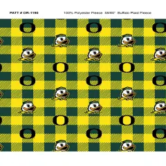 Sykel Enterprises-University of Oregon Fleece Fabric-Oregon Ducks Buffalo Plaid Fleece Blanket Fabric-Sold by the yard