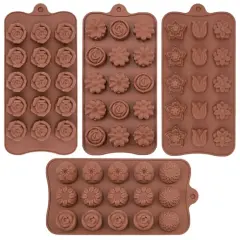 4 Pieces Silicone Chocolate Molds for Fat Bombs Snacks & Truffles, Flower Shape Silicone Molds Caramel Hard Candy Mold (11 Different Flowers)