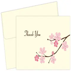 Great Papers! Thank You Note Card and Ivory Envelope, Blossom Branches, 4.75" x 3.375"(folded), 50 count