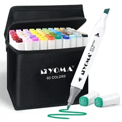 60 Colors Alcohol Markers Dual Tip Markers Art Markers Set, Unique Colors (1 Marker Case) Alcohol-based Ink, Fine & Chisel, White Penholder