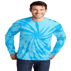 Port & Company&reg; Tie Dye Long Sleeve Crewneck T-Shirt Turquoise